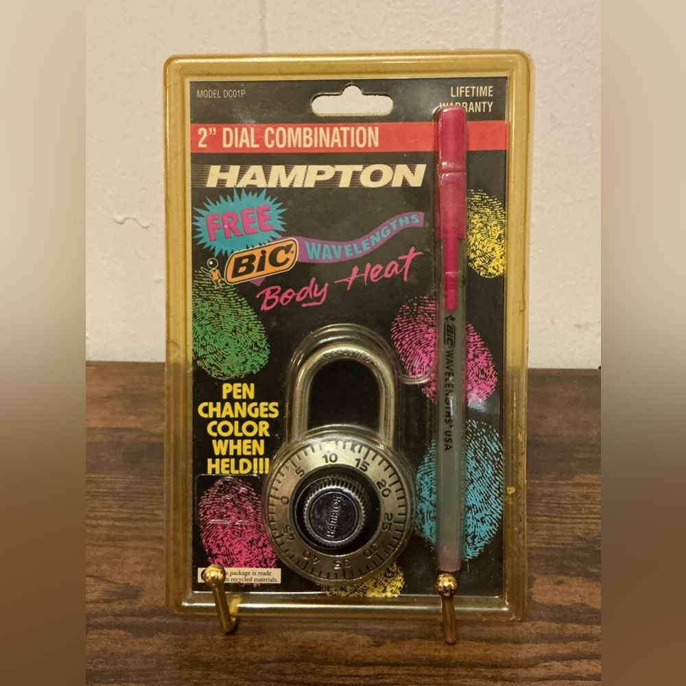 New Hampton Vintage 1991 BIC Wavelengths Body Heat Pen And Combination Lock Set